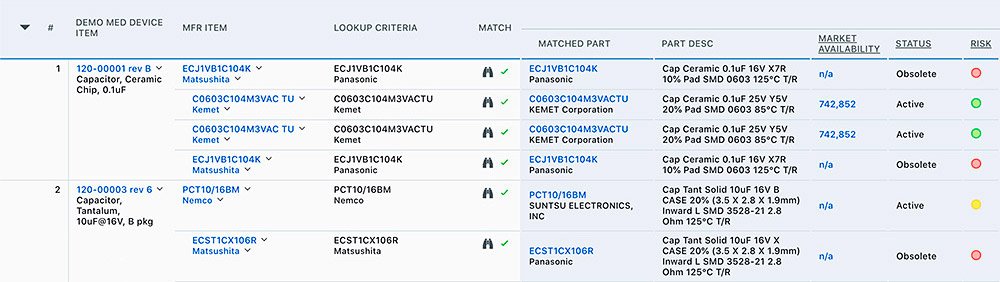 Approved Manufacturer List software screen capture