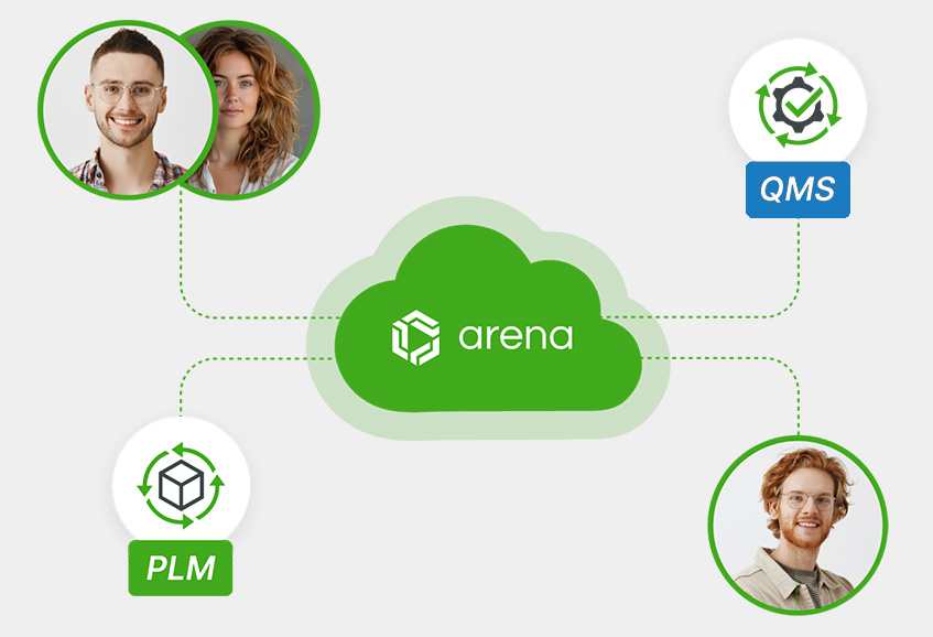 Image-Stylized screen shot/process depicting stages of a design update to quality management to product release.