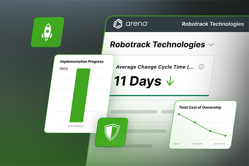 Image-Stylized software screen showing implementation progress, costs lowering, and average cycle time shortened