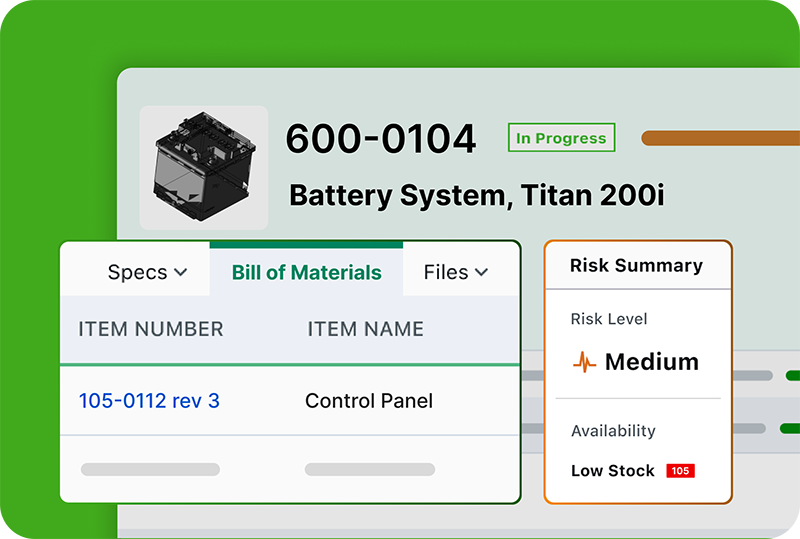 Image-component listing and supply chain information with real-time alternative part, compliance, and lifecycle information