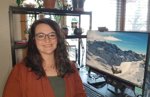 Chloe Stabler at her desk