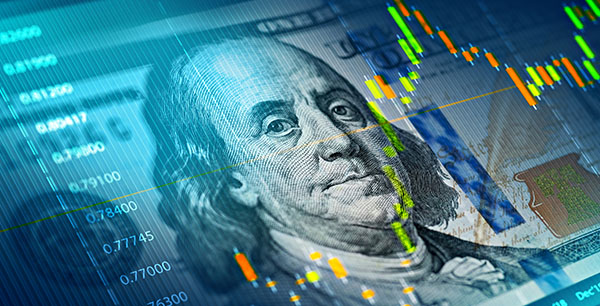 Image-Closeup of money with growth chart overlays