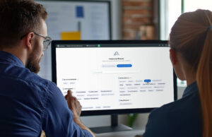 People looking at Component Browser on computer monitor