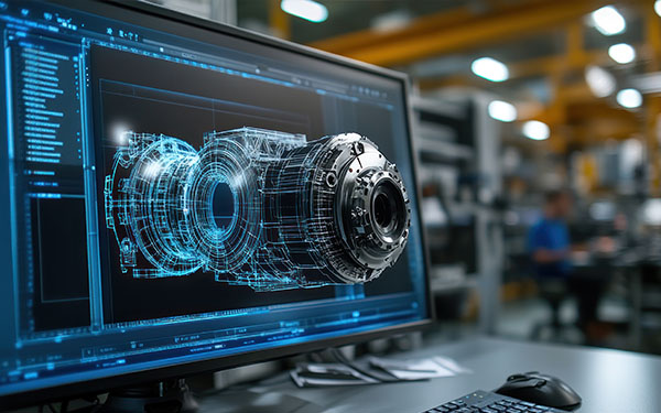 Image-Close-up of 3D modeling software on a computer screen in a high-tech environment