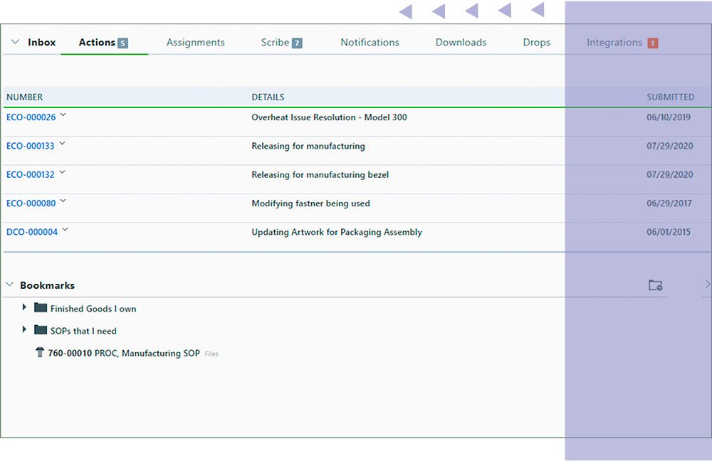 Product screen capture of software product dashboard