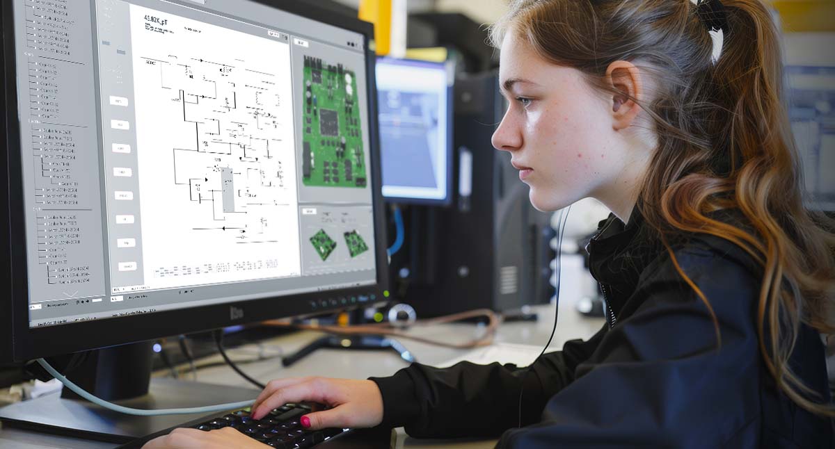 Image-Engineer looking at electronic component drawing
