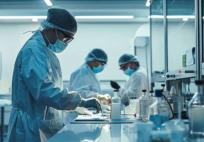 Image-a group of scientists are working in a laboratory