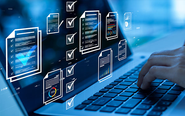 Image-Document management concept, check electronic documents on digital documents on virtual screen