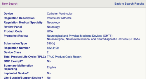 FDA Catheter Product Code