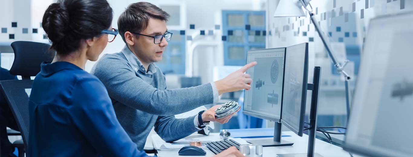 Image-Engineers discuss Functions of a Machine Part Comparing it to one on Computer Screen
