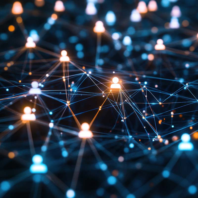 Feature Image-Global community connected by digital threads in a high-tech web of communication