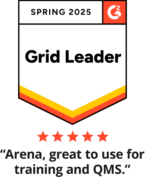 Graphic-G2 Spring 2025 Leader “Arena, great to use fortraining and QMS.”