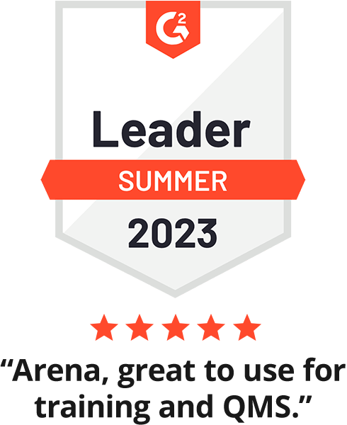 Distintivo de Líder G2 primavera 2023: "Arena, ideal para utilizar en formación y QMS"