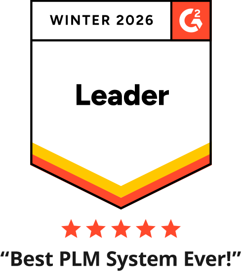 Graphic-G2 Leader Badged-Winter 2026, with 5 stars and text “Best PLM System Ever!”