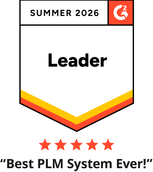 Graphic-G2 Leader Badge-Summer 2026, with 5 stars and text “Best PLM System Ever!”