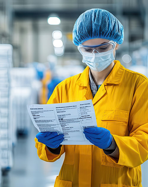 Image-Engineer reading product documents in a manufacturing facility