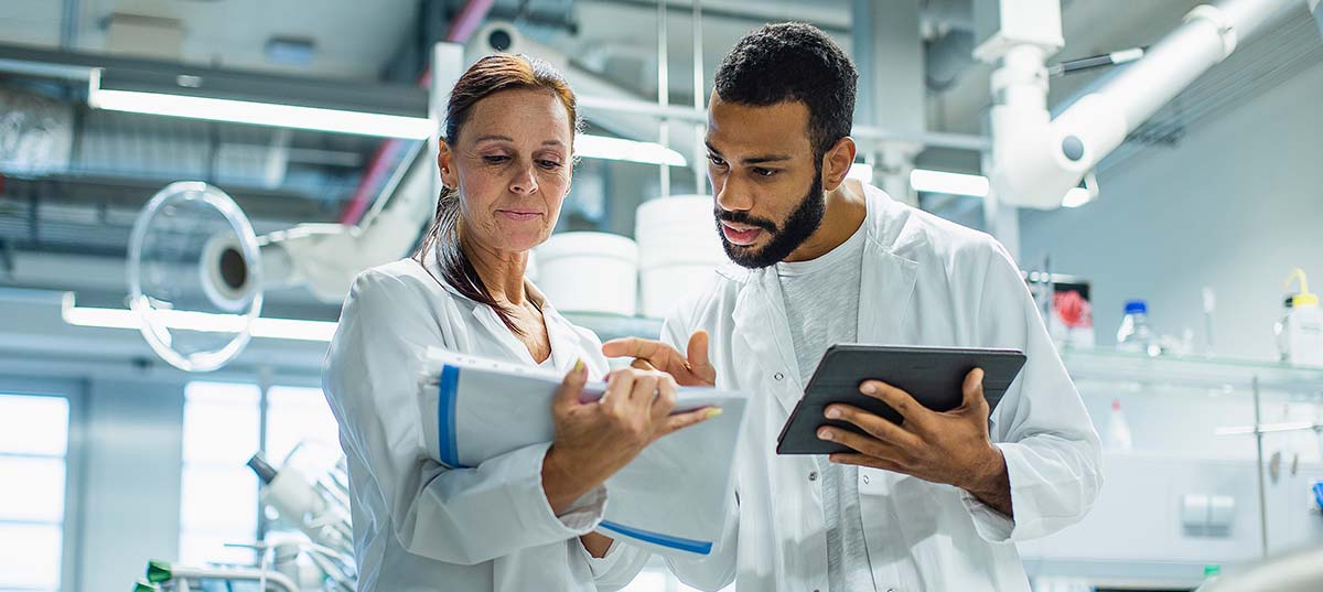 Image-two medical engineers collaborating