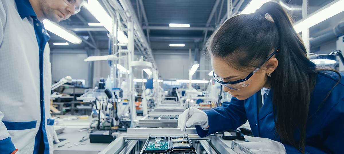 Image-Engineer working on components of mobile device