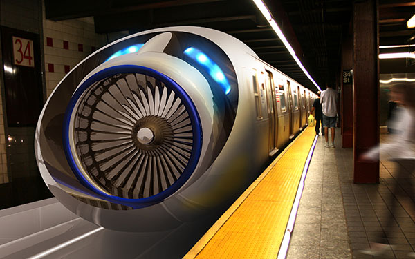 Image-Futuristic concept of an electric train/subway