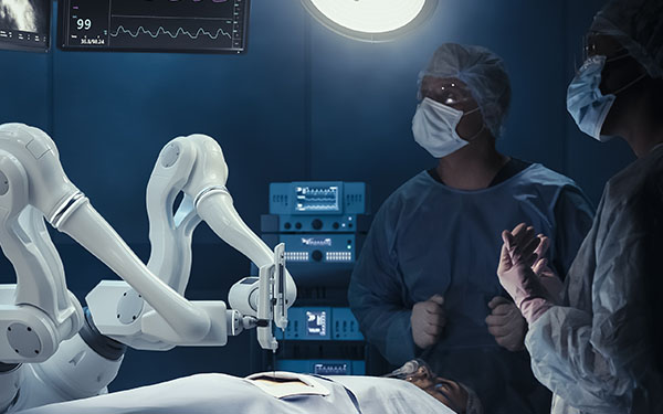 Image-Two Surgeons Observing High-Precision Surgical Robot