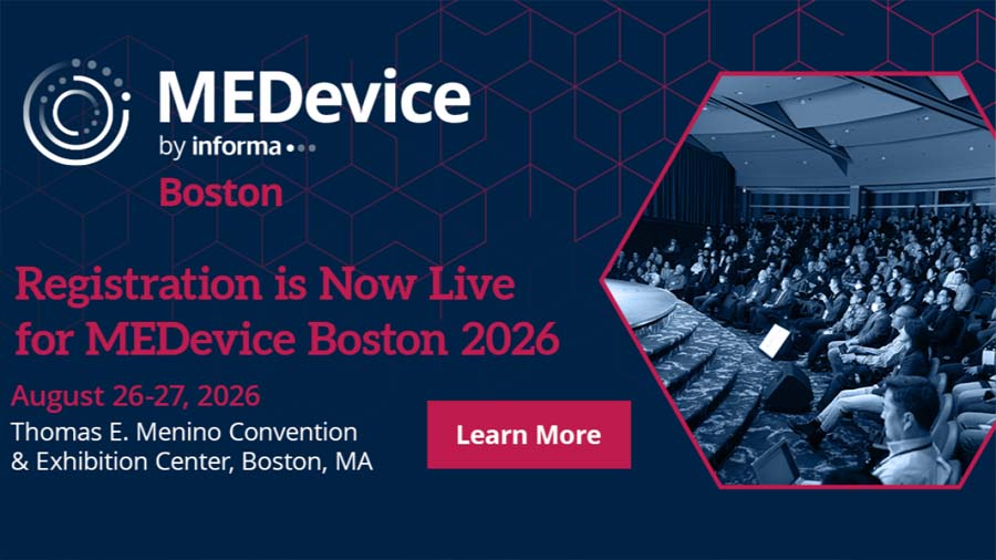 Graphic-Image promoting MEDevice 2026 with dates and location