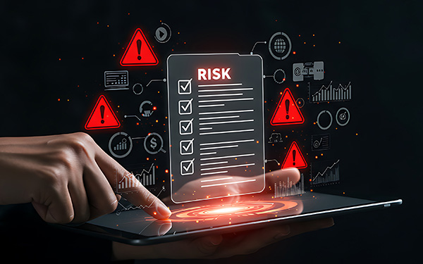 Image-Personne analysant une évaluation des risques sur une tablette