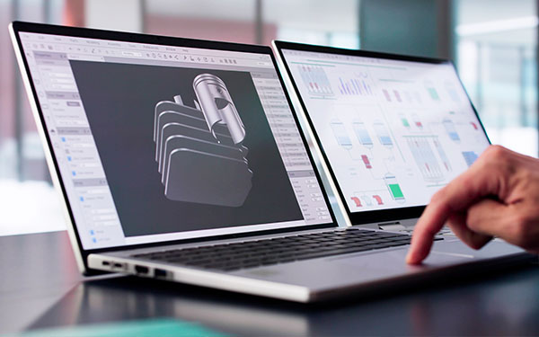 Image-Engineer Developing Mechanical Parts Using 3D CAD Software On Laptop