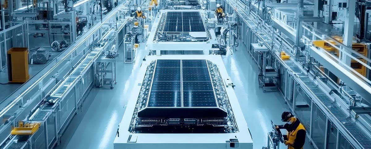 Image-Electric Vehicle Battery Assembly Line in Modern Factory.