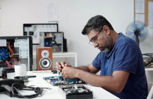 Image-Male engineer working on electronic component