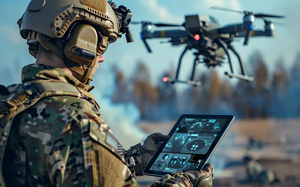 Image-Soldier using tablet to control military drone