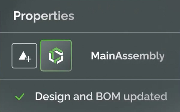 Image illustrating product main assembly design and BOM have been updated