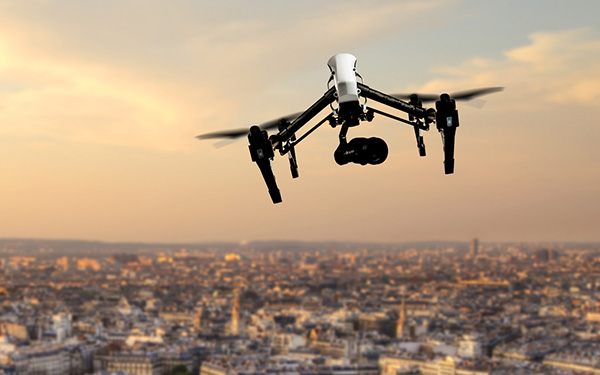 Image-Drone in flight over city landscape