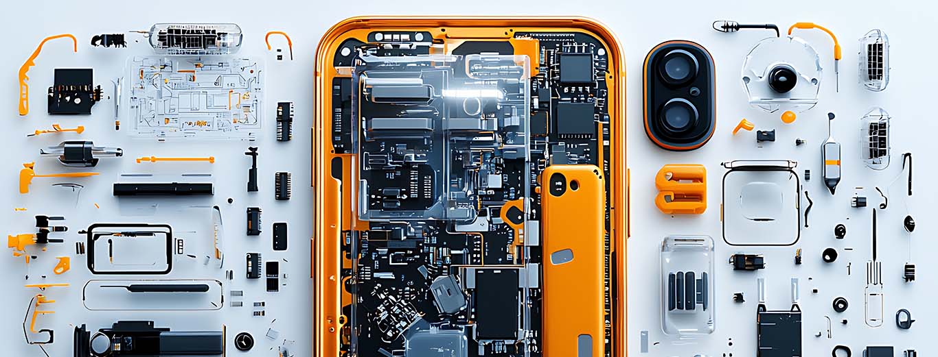 Image-Exploded view of smartphone and its components