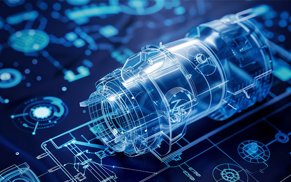 Imge-A 3D blueprint rendering of a sleek and innovative product design 