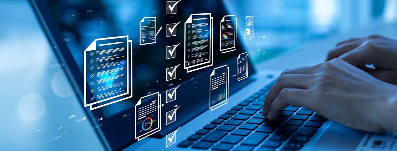 Image-Image-Document management concept, check electronic documents on digital documents on virtual screen