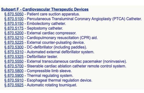 Cardiovascular Device Classes