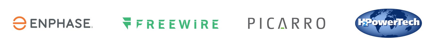 公司徽标：Enphase、Freewire、Picarro 和 H2PowerTech
