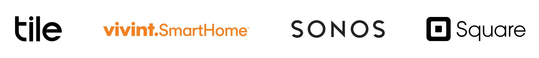 Logotipos de clientes: tile, Vivint Smart Home, Sonos y Square
