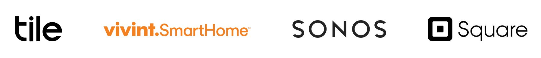 客户徽标：tile、Vivint Smart Home、Sonos 和 Square