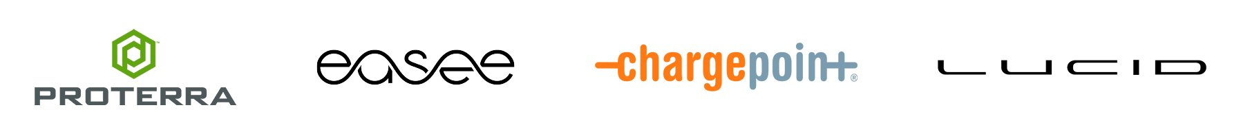 徽标：Proterra、Easee、Chargepoint 和 Lucid