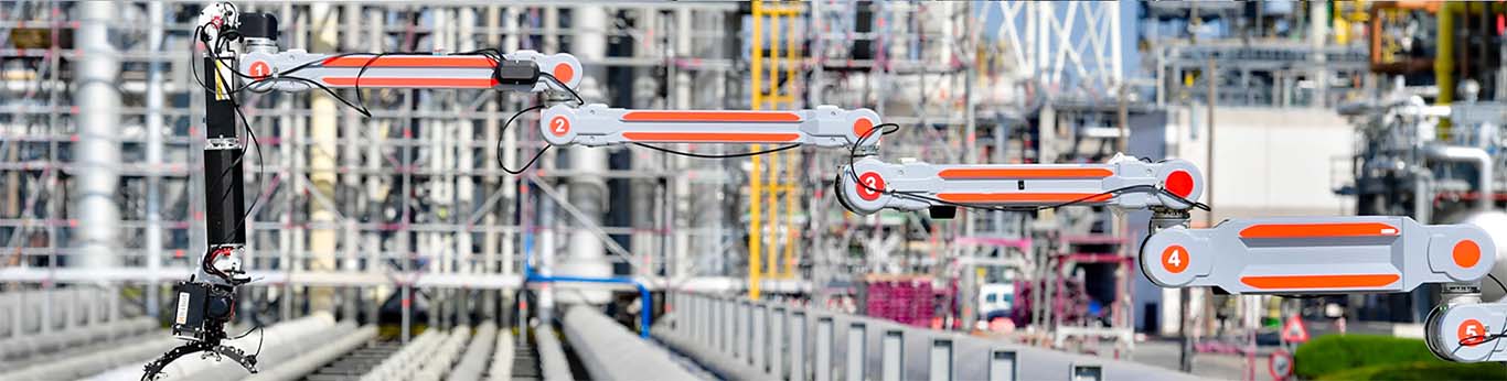 Image-hibot’s float arm, full extended, with new snake manipulator designed for long-reach applications in confined spaces.