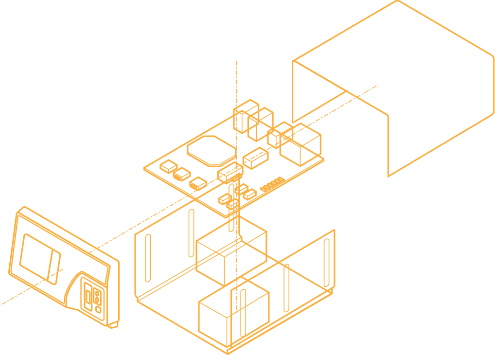 Image-exploded view wireframe of nondescript medical device
